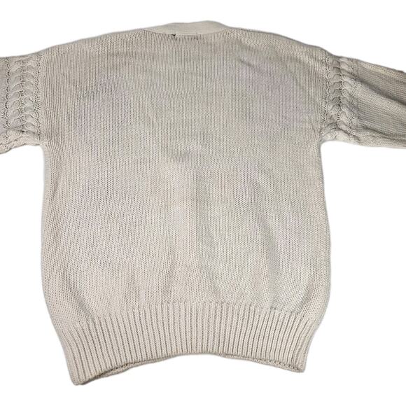 Structure Vntage Ivory Chunky Knit Sweater Cardigan Large Oversized Cottage - Picture 3 of 8